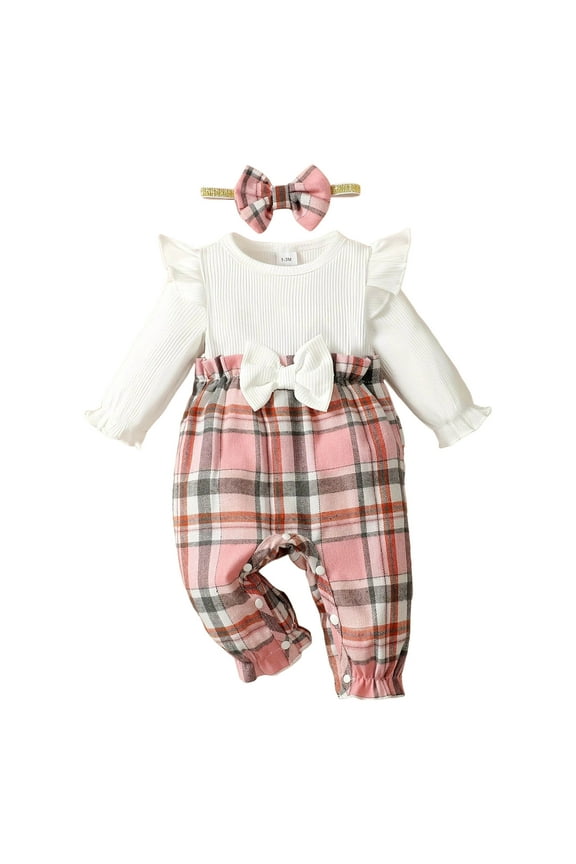 Baby Outfits Girls Baby girl Outfit Newborn Romper Jumpsuits One Piece baby clothes Fall Cute Infant Clothing(Pink,6-9 Months)