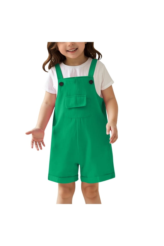Baby Overalls Little Girls Boys Shortalls Toddler Kids Summer Bib Overall Shorts with Pocket 3T 4T 5T Green,11-12 Years
