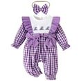 thumbnail image 1 of Staki Baby Romper Baby Girl Fall Outfit Sweatshirt Romper Long Sleeve Bodysuit Cute Clothes(Purple,0-3 Months), 1 of 8