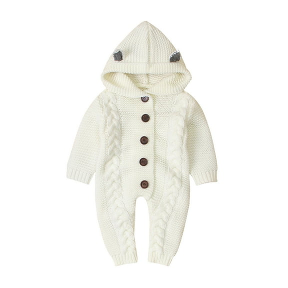 Staki Baby Sleeper Baby Girls Romper Long Sleeve Bodysuit Jumpsuit(White,6-9 Months)