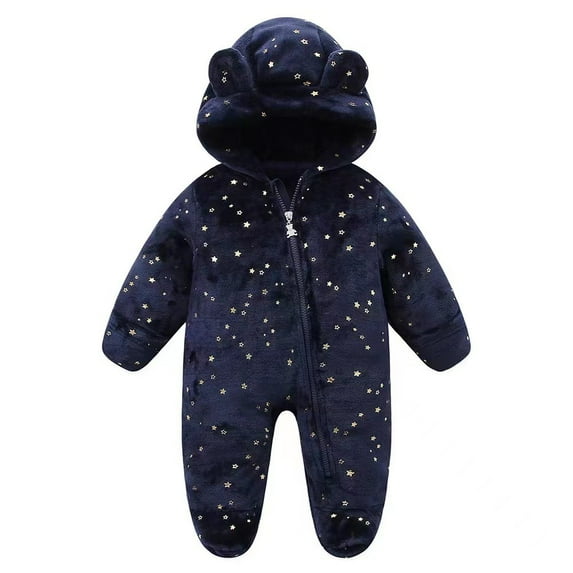 Staki Baby Sleepers Baby Girls' Snug Fit One-Piece Cotton Pajamas(Navy,0-3 Months)