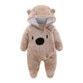 thumbnail image 1 of Staki Baby Snowsuit Fleece Hooded Romper Girls Footed Jumpsuit Onesie Thin Fall Winter Outfits 3-9M(Coffee,3-6 Months), 1 of 2