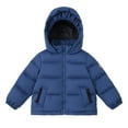 thumbnail image 1 of Staki Baby Toddler Boys Winter Coat Puffer Jacket Thicken Warm Fleece Outerwear with Hood Pocket for Kid Kids Jackets Boys 3T,4T,5T,6Y,7Y,8Y(Navy,5-6 Years), 1 of 8