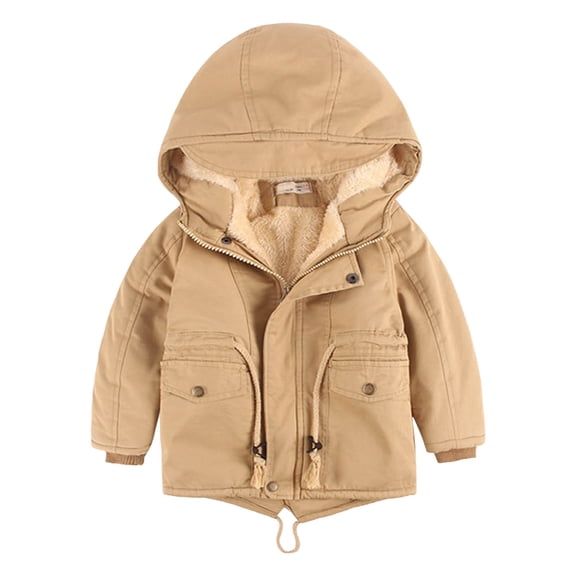 Staki Baby Toddler Boys Winter Coat Puffer Jacket Thicken Warm Fleece Outerwear with Hood Pocket for Kid Toddler Boy Winter Jacket 3T,4T,5T,6-10Y(Beige,7-8 Years)