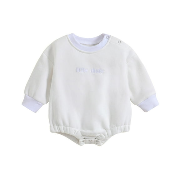 Staki Baby Undershirts Baby Boys Organic Cotton Long-sleeve Bodysuits(White,12-18 Months)