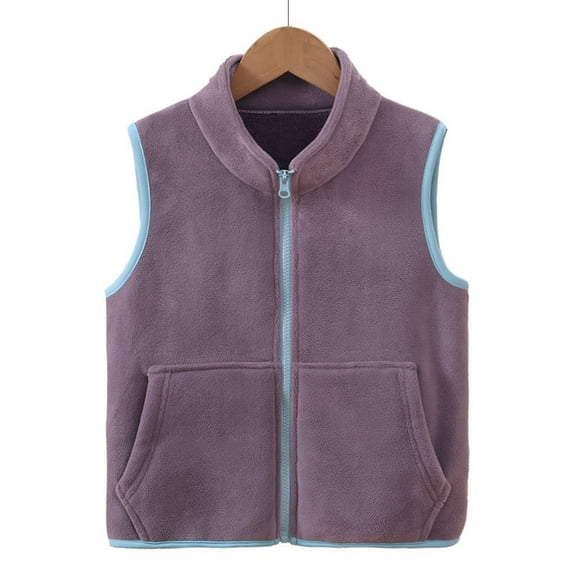 Staki Baby Vest Toddler Girls Fleece Vest Kids Polar Jacket Sleevless Fall Winter Warm Outerwear With Pockets(Dark Purple,7-9 Years)