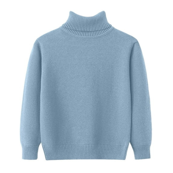 Staki Back to School Clothes for Boys Cotton Knit Kids Pullover Sweater Crew Neck Long Sleeve Sweater for Child Toddler (Sky Blue,4-5 Years)