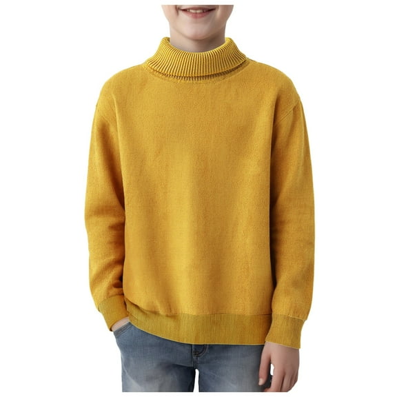 Staki Back to School Sweaters Boys Kids' Classic Sweater - Warm Knit Pullover for Boys (Yellow,3-4 Years)