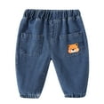 thumbnail image 1 of Staki Baggy Jeans for Boys Boys Casual Straight Leg Baggy Jeans Elastic Waist Loose Denim Pants(Dark Blue,6-12 Months), 1 of 7