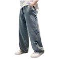 thumbnail image 1 of Staki Baggy Sweatpants Boys Boys Baggy Jeans Elastic Straight fit Stretch Denim Pants Loose Kids Clothes(Blue,15-16 Years), 1 of 7