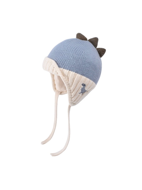 Basic Winter Baby Boys Beanie Knitted Girls Hat Kids Earflap Beanies Warm Infant Toddler Hats(Blue,One Size)