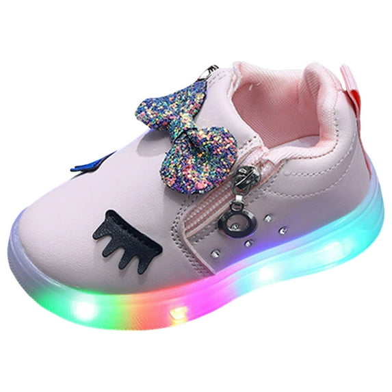 Staki Black Sneakers for Boys Light Up Sneakers for Toddlers Easy-On with Hook & Loop Lightweight Breathable and Soft(Pink,6 Big Kid)