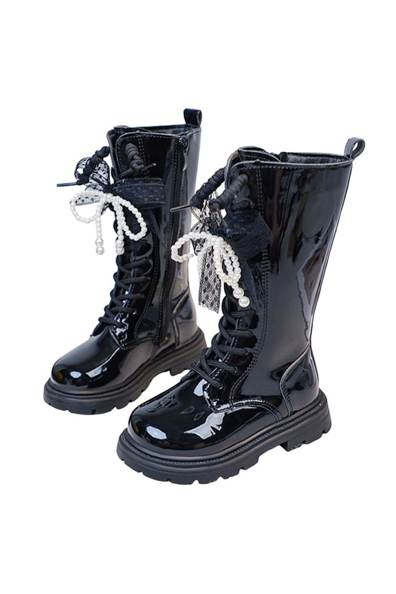 Booties for Girls Girls Ankle Boots with Side Zipper & Lace Up – Stylish Comfort Shoes for Toddlers(Black,12 Little Kid)