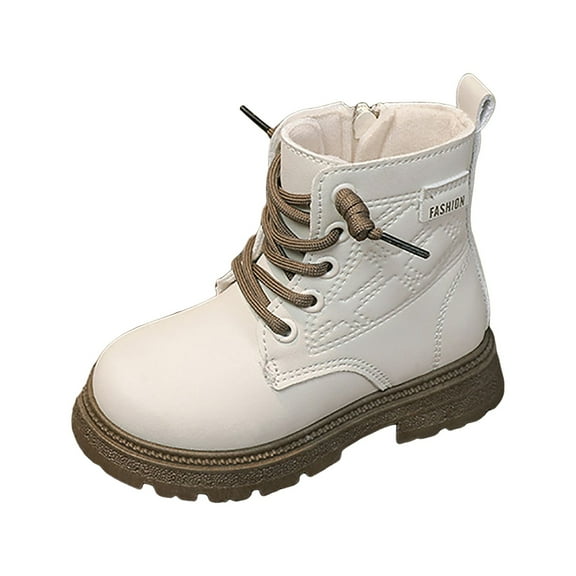 Staki Boots for Girls Girls Toddler Bow Ankle Boots Low Chunky Heel Fall Winter Dress Booties Shoes(Beige,12 Little Kid)