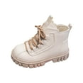 thumbnail image 1 of Staki Boots for Toddler Girl Girls Ankle Boots Lace Up Side Zipper Combat Shoes for Toddler/Little Kid/Big Kid(White,1.5 Big Kid), 1 of 9