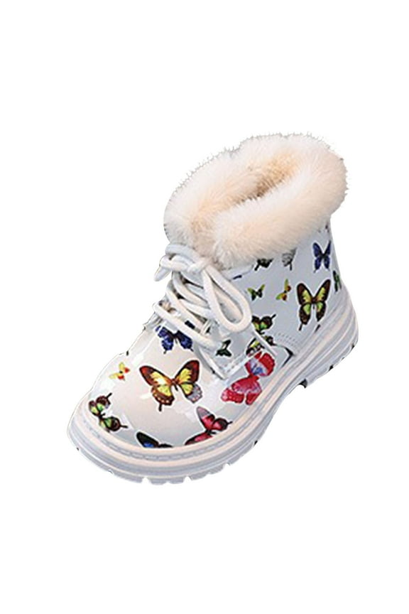 Boots for Toddler Girls Girls Combat Boots with Side Zipper Girls Fall Ankle Boots Toddler to Big Kid(White,11 Little Kid)