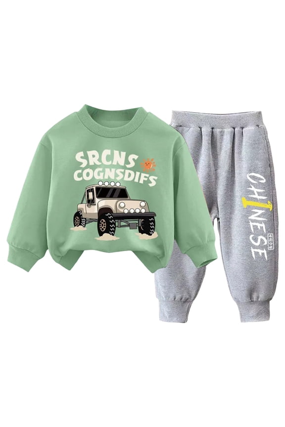 Boy Baby Clothes Cartoon Print Knit Long Sleeve Sweatshirt Jogger Pants Set Toddler Fall Winter Outfits 3T 4T 5T,6-7 Years