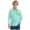 thumbnail image 1 of Staki Boy Button Down Shirt Boy's Long Sleeve Button-Down Shirt Kids Collar Fashion Shirts, Boys Long Sleeve Tops(Green,9-10 Years), 1 of 4