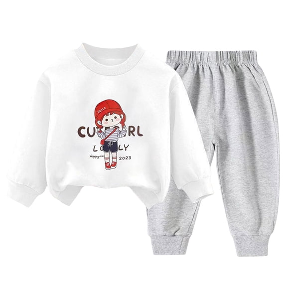 Staki Boy Clothes Fall Baby Clothes Fall Long Sleeve Pullover Tops & Pant Sets Toddler Winter Outfits 2-5T 6-12Y(White,2-3 Years)