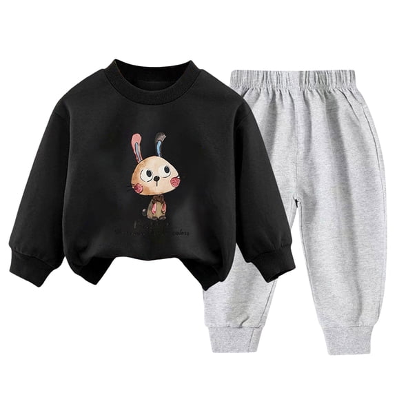 Staki Boy Clothes Toddler Baby Boy Clothes Fleece Feel Long Sleeve Sweatshirt Pants Fall Winter Outfits 2pcs Sweatsuit Set 2-5T 6-12Y(Black,3-4 Years)