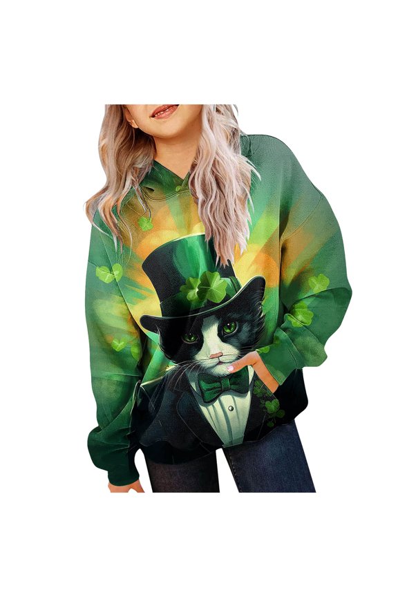 Boy Girl St Patricks Day Sweatshirt Toddler Little Girl Long Sleeve Hooded Sweatshirt Hoodie Fall Winter Clothes 3-12Y(Camouflage,9-10 Years)