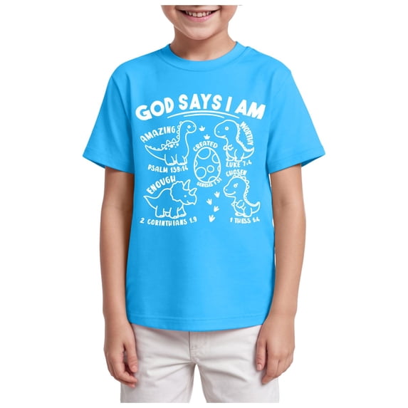 Staki Boy Tshirt Summer Boy's Graphic Tees Short Sleeve Crew Neck Summer Trendy T-Shirts Clothes for Teen Boys 2-9Y 10-14Y(Sky Blue,7-8 Years)