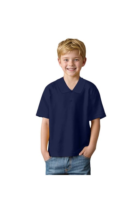 Boy Uniform Shirts Boys Short Sleeve Polo Shirt Kids Casual Collared School Uniform Shirts 5-9Y 10-18Y(Blue,9-10 Years)