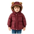 thumbnail image 1 of Staki Boy's Winter Coat Waterproof Kids Puffer Jacket Thicken Parka Fleece Snow Outerwear with Hood Boy Winter Coat(Brick Red,1-2 Years), 1 of 7