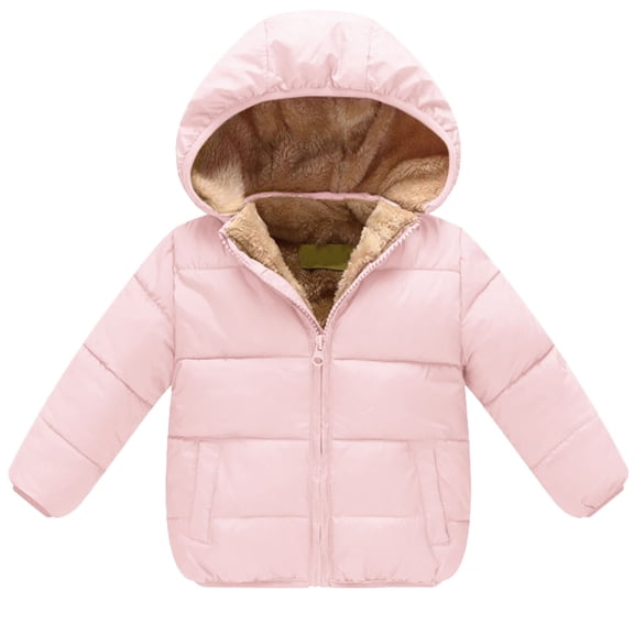 Staki Boy's Winter Coat Waterproof Kids Puffer Jacket Thicken Parka Fleece Snow Outerwear with Hood Boys Winter Coat(Light Pink,12-18 Months)
