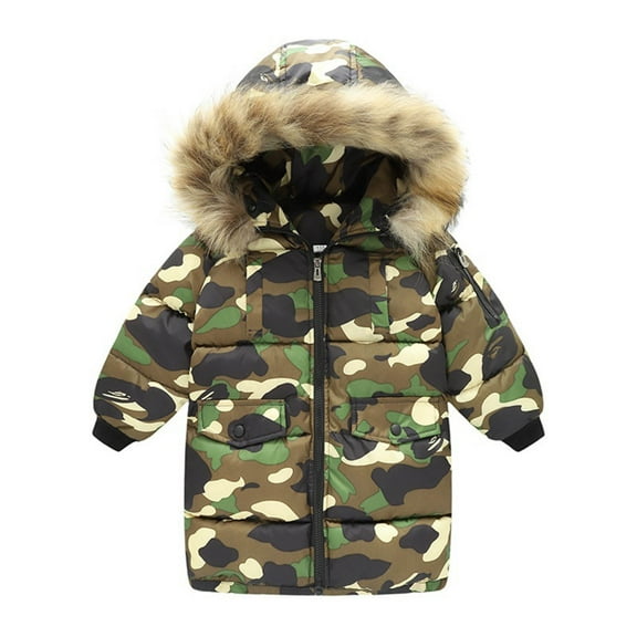 Staki Boy's Winter Coat Waterproof Kids Puffer Jacket Thicken Parka Fleece Snow Outerwear with Hood Boys Winter Coats(Camouflage,7-8 Years)