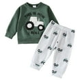 thumbnail image 1 of Staki Boy's round-neck suit Toddler Boy Clothes Solid Color Block Little Boys Clothes Outfits Long Sleeve Sweatshirts Pants Set with Pockets (Green,18-24 Months), 1 of 9