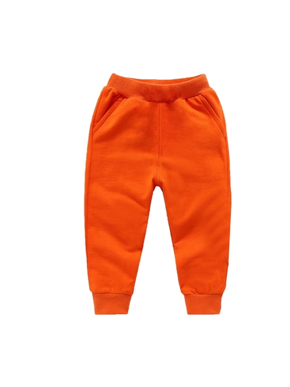 Boys Athletic Sweatpants Boys Sweatpants Fleece Athletic Workout Kids Clothes Boys Joggers with Zipper Pocket and Drawstring(Orange,4-5 Years)
