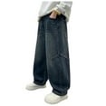thumbnail image 1 of Staki Boys Baggy Jeans Boy's Baggy Jeans Teen Boys Straight Wide Leg Denim Pants with Pockets(Black,11-12 Years), 1 of 8