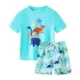 thumbnail image 1 of Staki Boys Bathing Suit Set Boys Two Piece Rash Guard and Swim Trunks Outfit Set Kids Short Sleeve Swimsuit 3T 4T 5T Light Blue,5-6 Years, 1 of 6