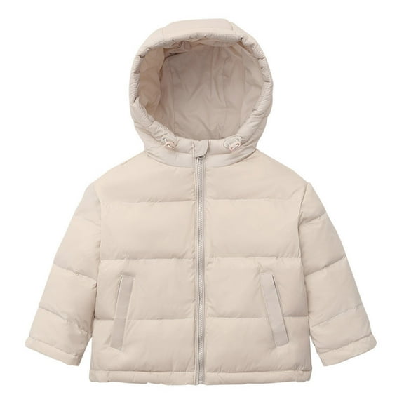 Staki Boys Bomber Jacket Toddler Winter Coat Boys Down Jacket Hooded Fleece Warm Outwear Puffer Jacket(White,3-4 Years)