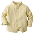 thumbnail image 1 of Staki Boys Button up Shirt Boys Shirts Long Sleeve Casual Button Down Shirts Cotton Shirt with Pocket(Yellow,4-5 Years), 1 of 9