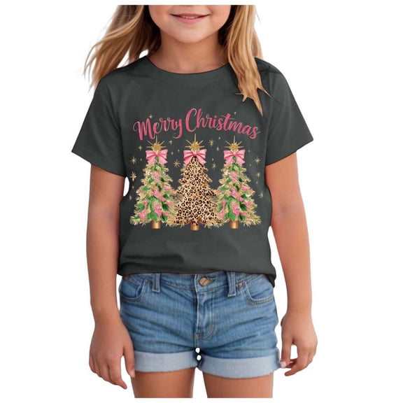 Staki Boys Christmas Shirt Toddler Girls Christmas Shirt Kids Cotton Ugly Xmas Long Sleeve Tees Girls Holiday Outfit Top(Gray,5-6 Years)