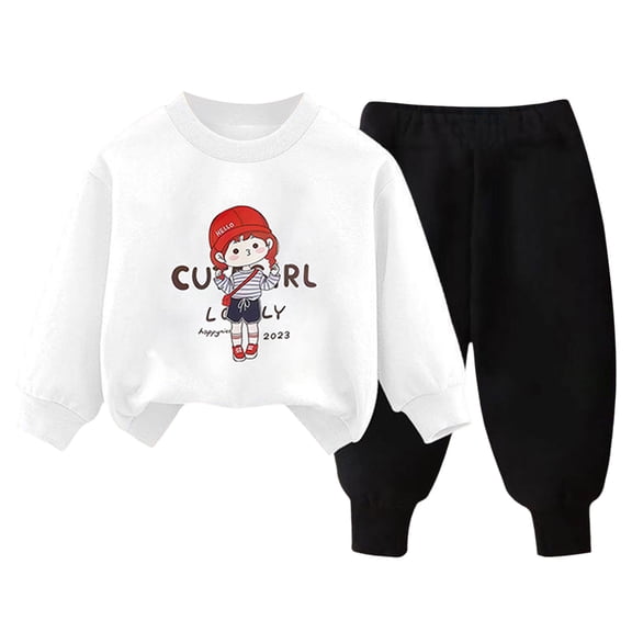 Staki Boys Clothes Fall Toddler Baby Boy Fall Winter Clothes Funny Letter Long Sleeve Sweatshirt and Pants Set 2 Piece Sweatsuit Outfit 2-5T 6-12Y(White,2-3 Years)