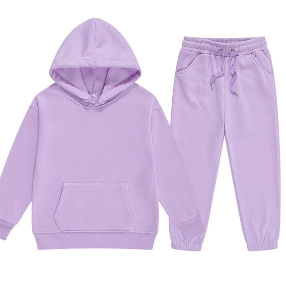 Staki Boys Clothes Ribbed Solid Long Sleeve Hoodie Sweatshirt and Sweatpants 2Pcs Fall Winter Outfits for 2-13 Years,12-13 Years