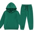 thumbnail image 1 of Staki Boys Clothes Ribbed Solid Long Sleeve Hoodie Sweatshirt and Sweatpants 2Pcs Fall Winter Outfits for 2-13 Years,3-4 Years, 1 of 2