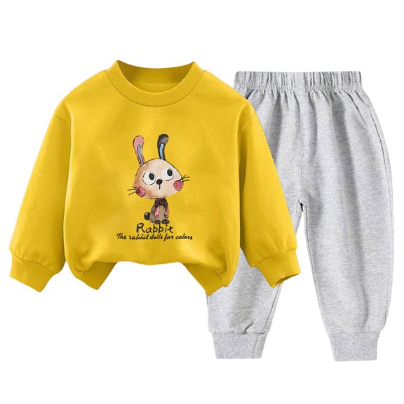 Staki Boys Clothes Youth Toddler Boy Clothes,Long Sleeve Striped Pullover Sweatshirt & Solid Jogger Pants Set Baby Boy Outfits 2PCS 2-5T 6-12Y(Yellow,10-12 Years)