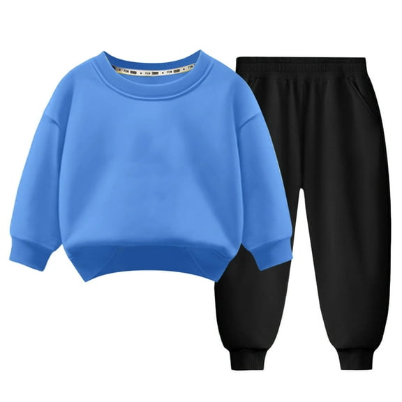 Staki Boys Clothing Sets Toddler Boy Clothes Long Sleeve Sweatshirt and Pant Outfits Kids 2Pcs Fall Clothing Set 3-5T 6-10Y(Blue,8-9 Years)
