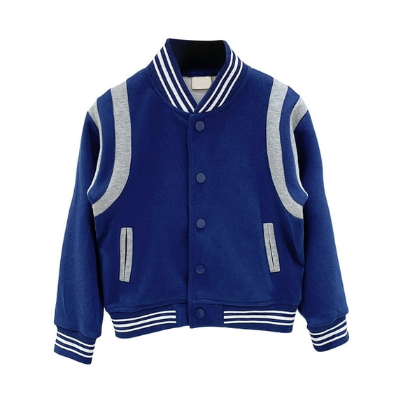 Staki Boys Fleece Jacket Boys Leather Jackets New Spring Children Collar Motorcycle Faux Leather Zipper Coats(Navy,18-24 Months)