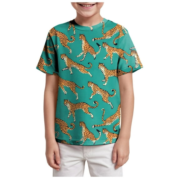 Staki Boys Graphic Tees Boys Short Sleeve Shirts Kids Summer Crewneck T-Shirts Casual Tops Tees 3-9Y 10-13Y(Green,12-13 Years)