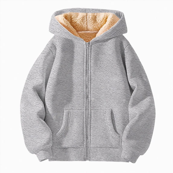 Staki Boys Hoodies Cozy Soft Fleece Sherpa Lined Zip Up Hoodie Sweatshirt for Boys 3-11Y(Gray,3-4 Years)