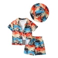 thumbnail image 1 of Staki Boys Knit Short Sleeve Shirt Boy's Summer Beach Outfits Textured Button Down Shirt and Short Sets Casual Vacation Clothes for Boy 2T 3T 4T,Red 7 Years, 1 of 6