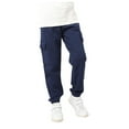 thumbnail image 1 of Staki Boys Lounge Pants Boys Overalls Pants Childrens Boys Trousers With Drawstring Legs Sports Pants Wide Leg Pants(Dark Blue,6-7 Years), 1 of 4