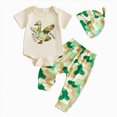 thumbnail image 1 of Staki Boys Outfit Toddler Kids Outfit Sets Short Sleeve Print Bodysuit and Pants Set Kids Boys Girls Trendy Comfortable Outfits Sets，2Piece 3 6 Months(Beige, 3-6 Months), 1 of 8