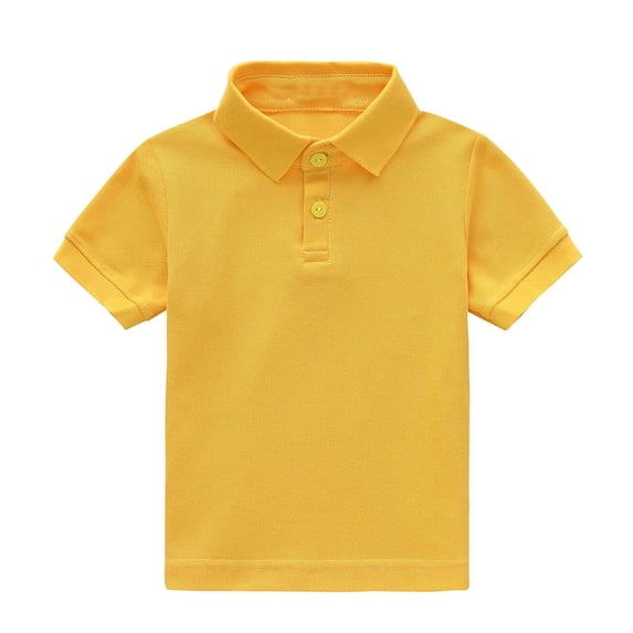 Staki Boys Polo Boys Short Sleeve Premium Pique Polo Shirt, Button Closure, Soft & Comfortable 1-12Y(Yellow,11-12 Years)