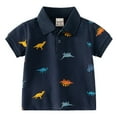 thumbnail image 1 of Staki Boys' Polo Shirts Boys Button Down Shirt Tops Short Sleeve Collar Textured Tee Shirts 12-24M 2-5Y(Navy,12-18 Months), 1 of 6